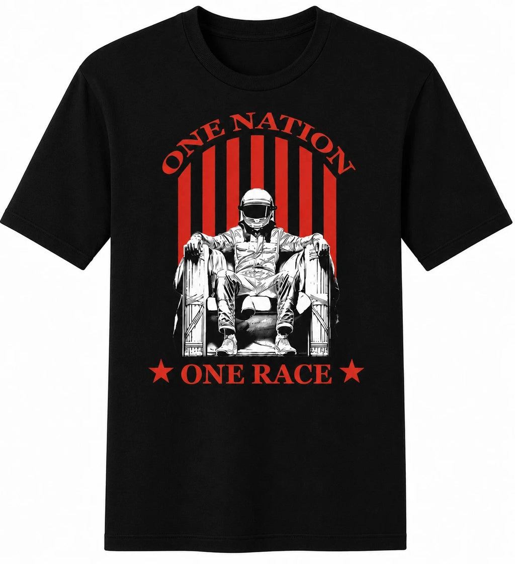 HOT!! One Nation One Race T-Shirt Racing Helmet Graphic Tee