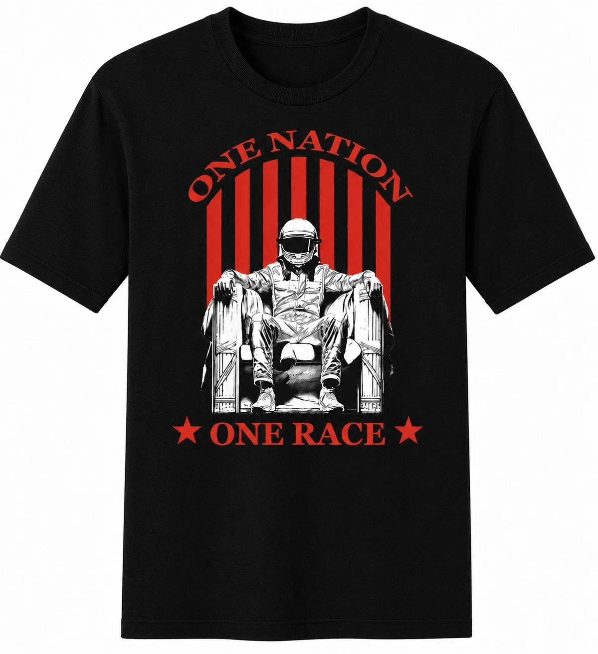 HOT!! One Nation One Race T-Shirt Racing Helmet Graphic Tee