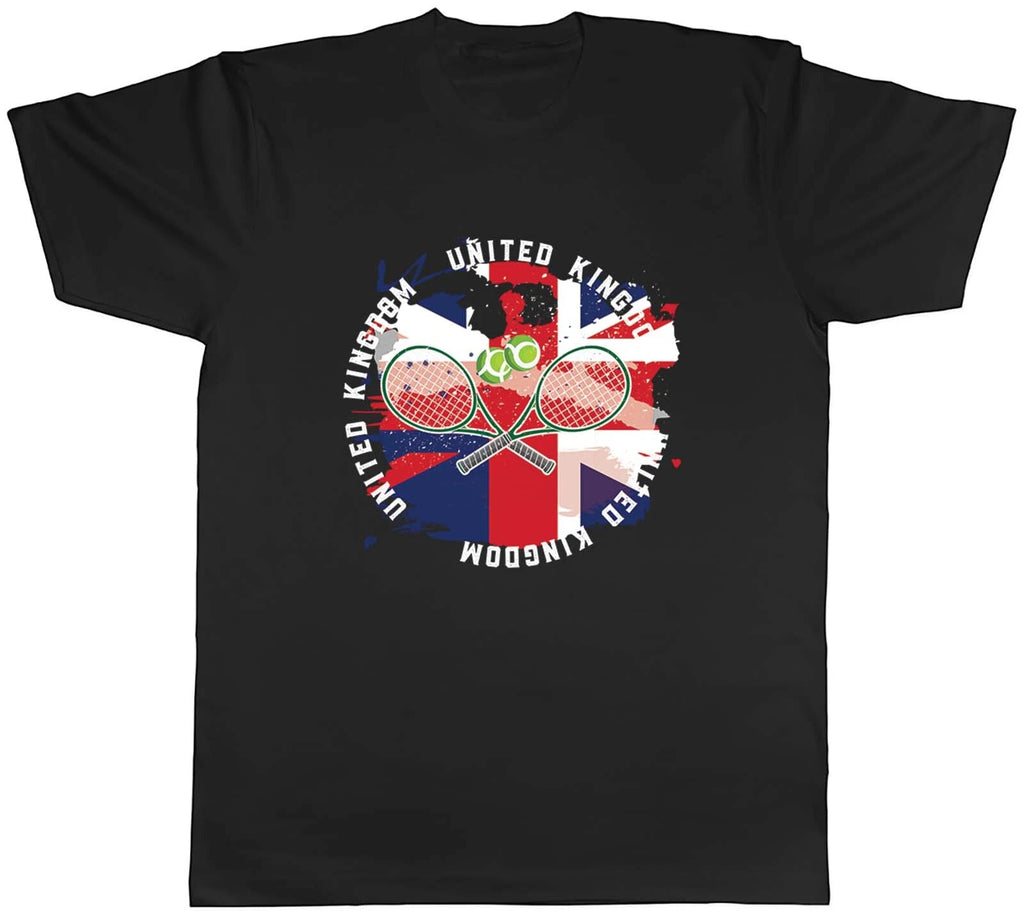 Tennis Sports With United Kingdom Flag Mens Unisex T-Shirt Tee Gift