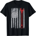 Auto Repairman Car Mechanic Wrench Workshop Tools USA Flag Gift Unisex T-Shirt