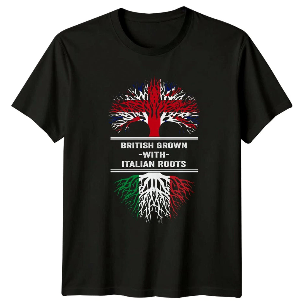 British Grown -With- Italian Roots T-Shirt Dual Heritage Culture Birthday