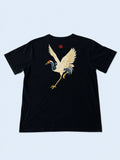 Jiepaiyieu Crane Embroidery Graphic Tshirt Oversized fit Japanese streetwear