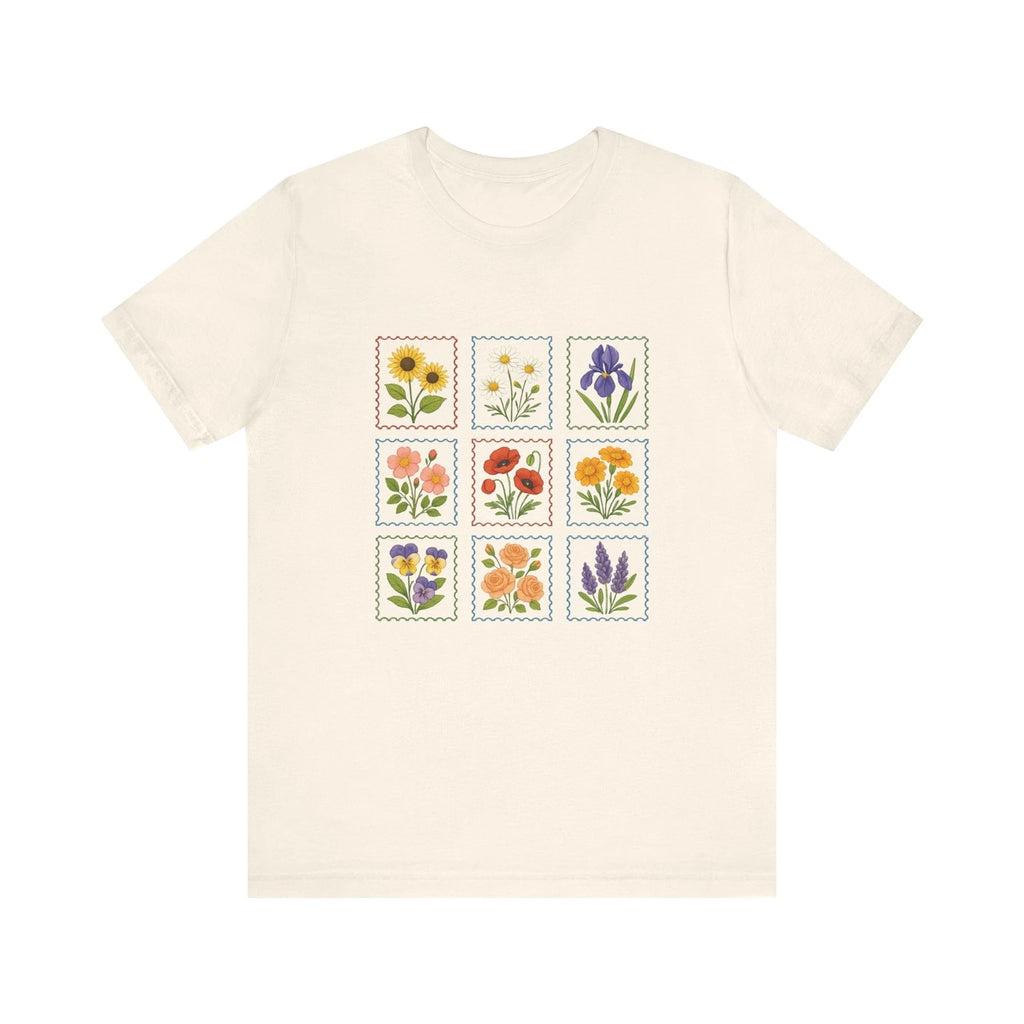 Summer Flower Stamp Tshirt, Vintage Postage Stamp Shirt, Aesthetic Summer Tee