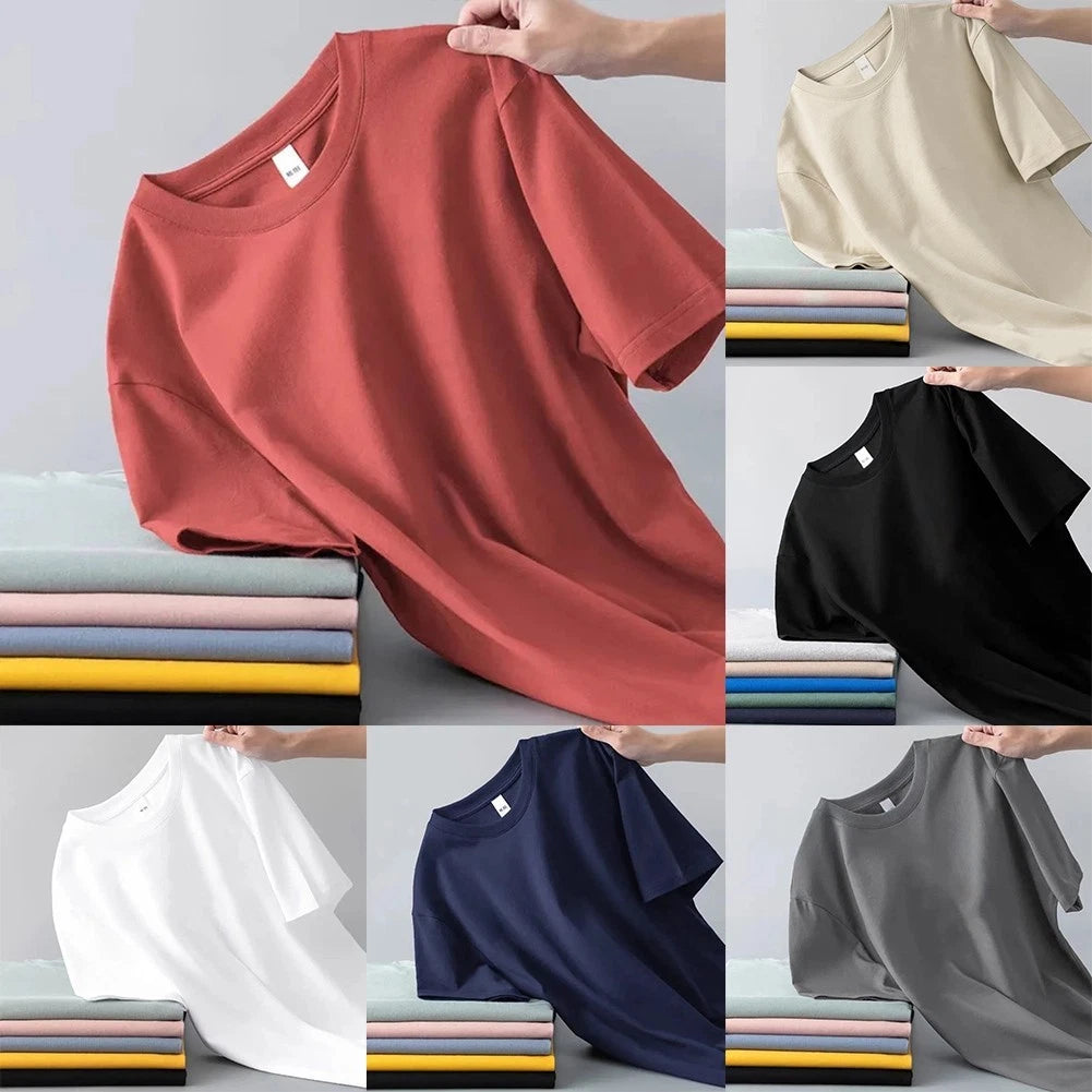 Men's Simple and Easy Matching Korean Style Tshirt Solid Color Short Sleeve