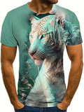 Men T Shirt Fashion Abstract Green Lion Head Casual Short Sleeve Novelty Trendy