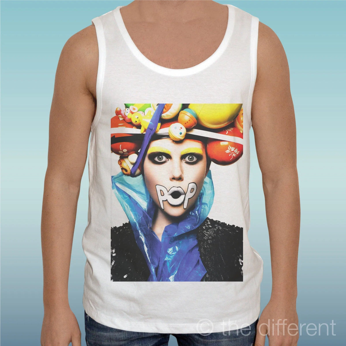 thedifferent canotte T-shirt pop art for men white cotton Giromanica