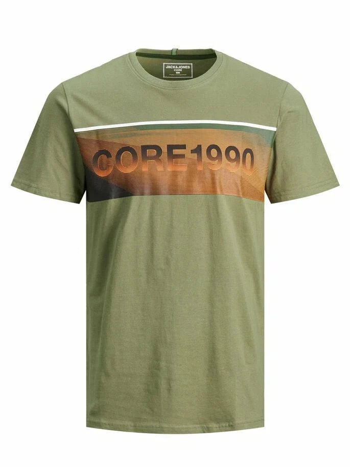 Jack & Jones Crew Neck T-Shirt ORGANIC COTTON SLIM FIT  Logo Green NEW