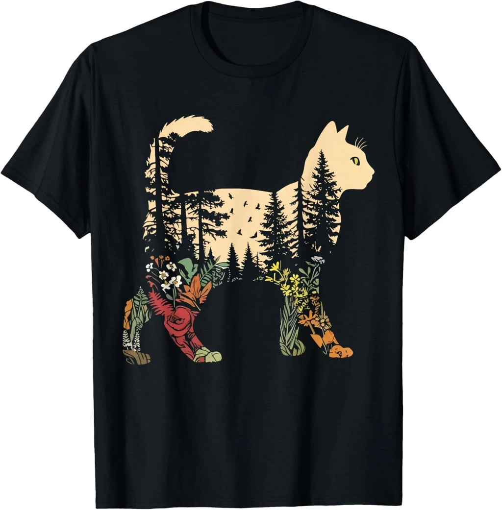 Boho Cat Plants Nature Trees Wild Flowers Women Cat Lovers unisex T-Shirt