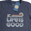Life Is Good Womens Crusher Tee Blue Hello Sunshine Rainbow Large