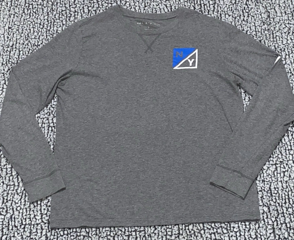 Aeropostale T Shirt NY New York Logo Modern Blue/White Gray Size Large