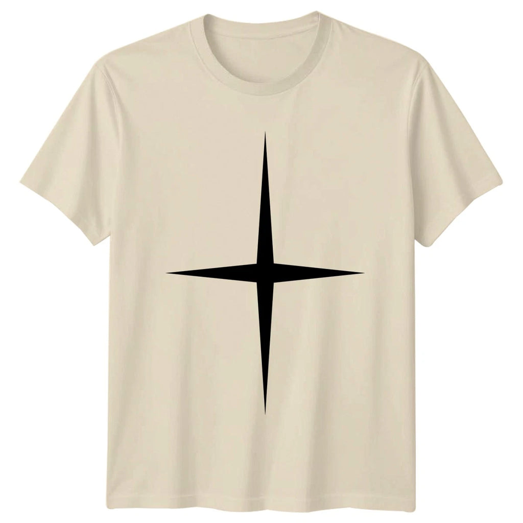 Geometric Star Design T-Shirt Minimalist Art Birthday Gift For Him And Her