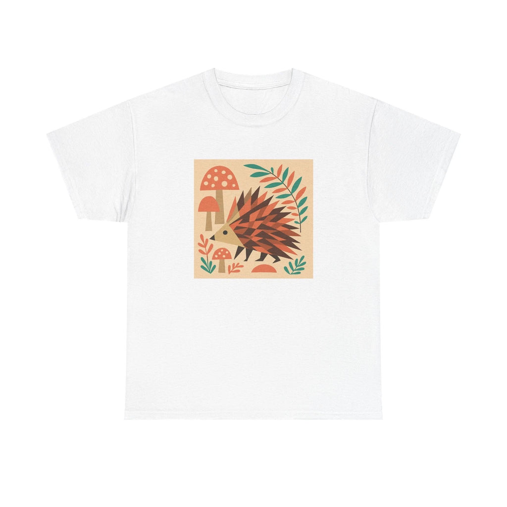 Unisex Adult T Shirt Mid Century Modern Porcupine Mushrooms