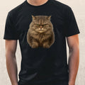 Mens Angry Fluffy Cat Print Cotton T-Shirt Size XS to 5XL
