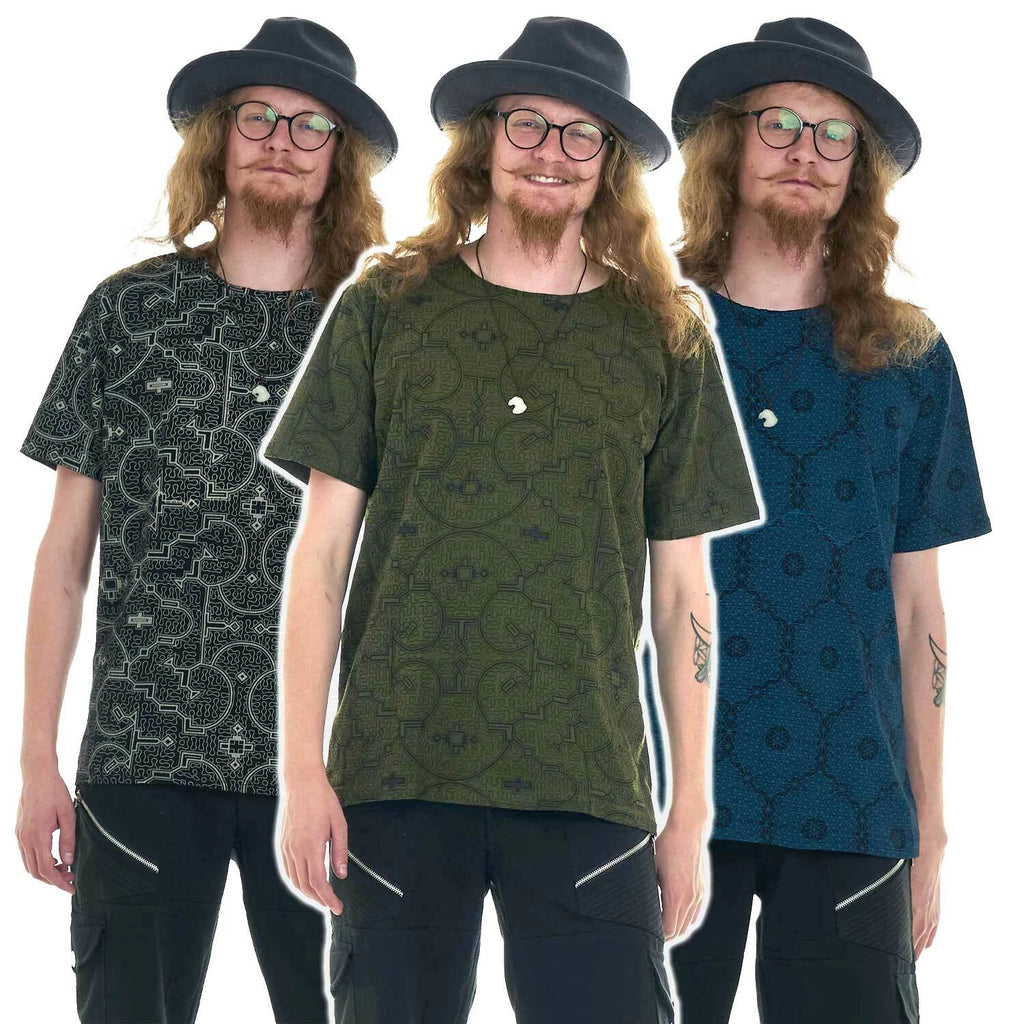 Mens Geometric Tee Shirt, Shipibo Ayahuasca Teeshirt, Psy Trance T Shirt for Men