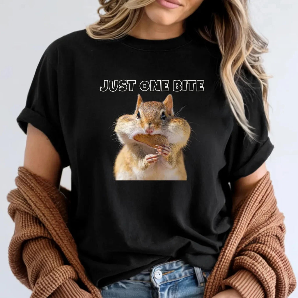 Cool Chipmunk Graphic T-Shirt, Funny Animal Lover Foodie Shirt, Funny Meme Genz