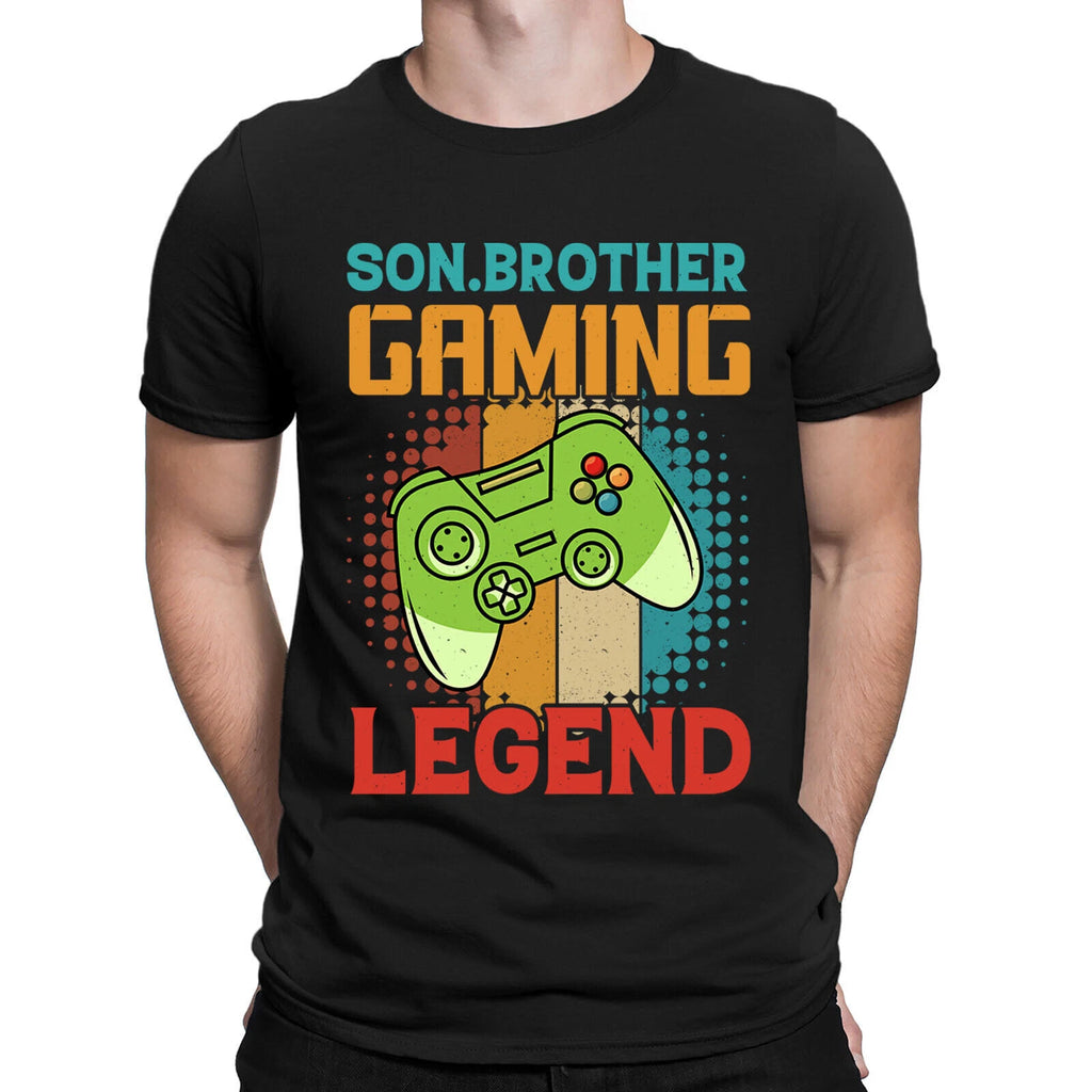 Son Brother Gaming Legend Gamer Funny Vintage Mens T-Shirts Tee Top #BAL