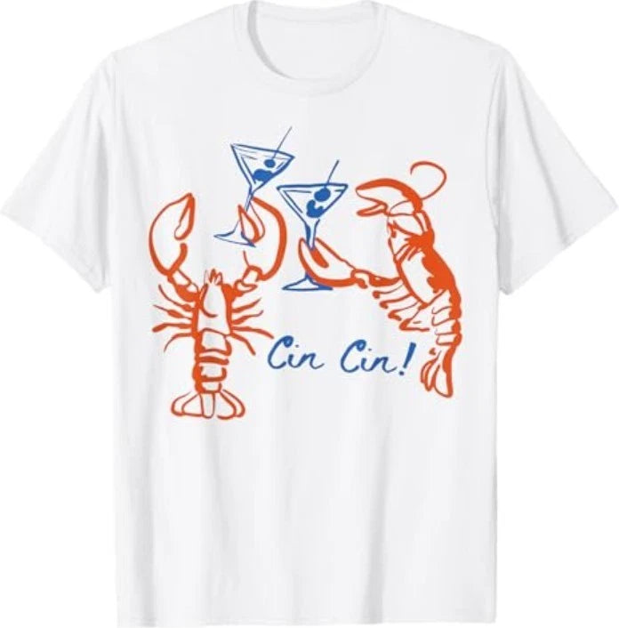 Martini Red Lobster Fisherman Aesthetic Summer Cocktail T-Shirt