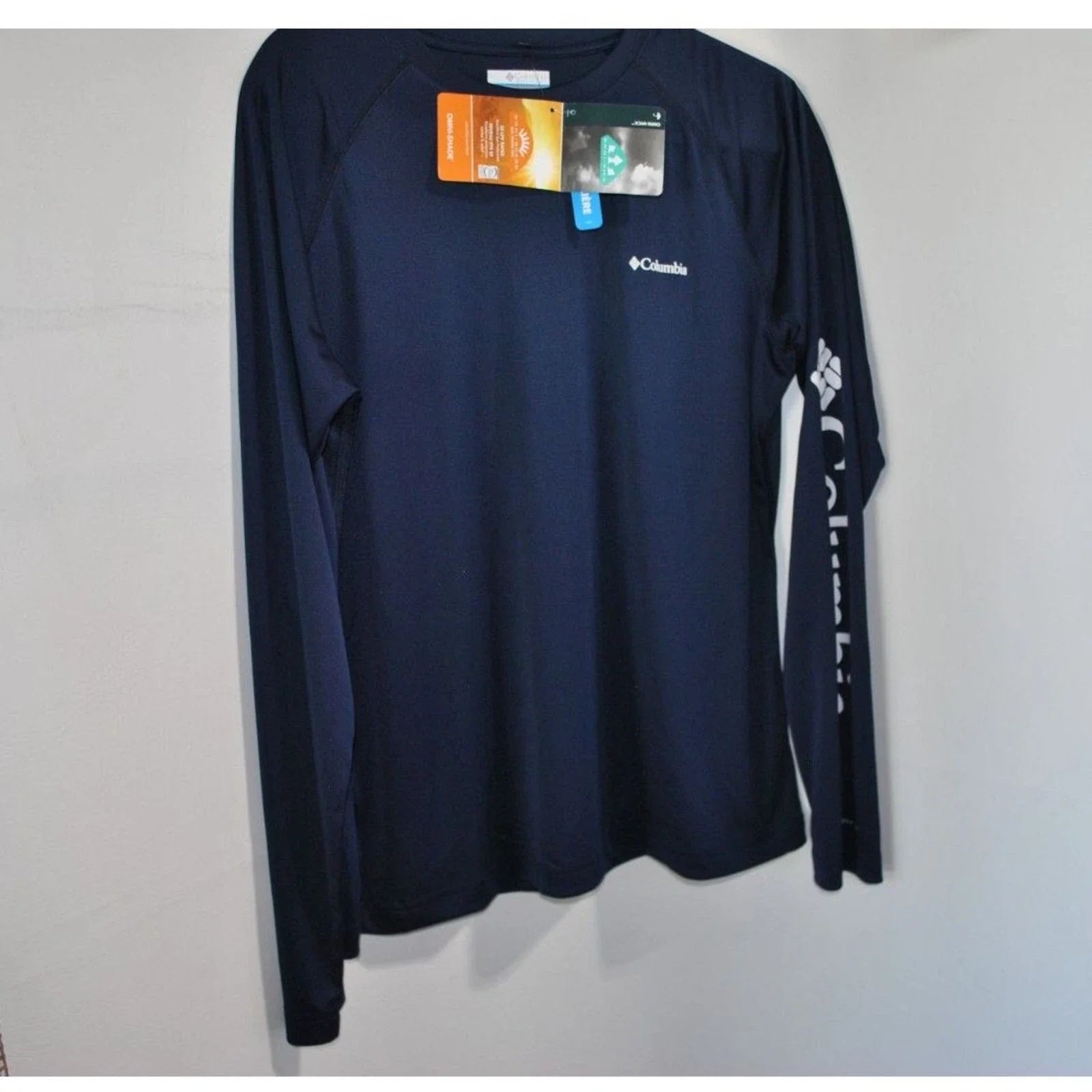 Men's Columbia Omni-Shade Navy Blue Long Sleeve Pullover shirt size Large New