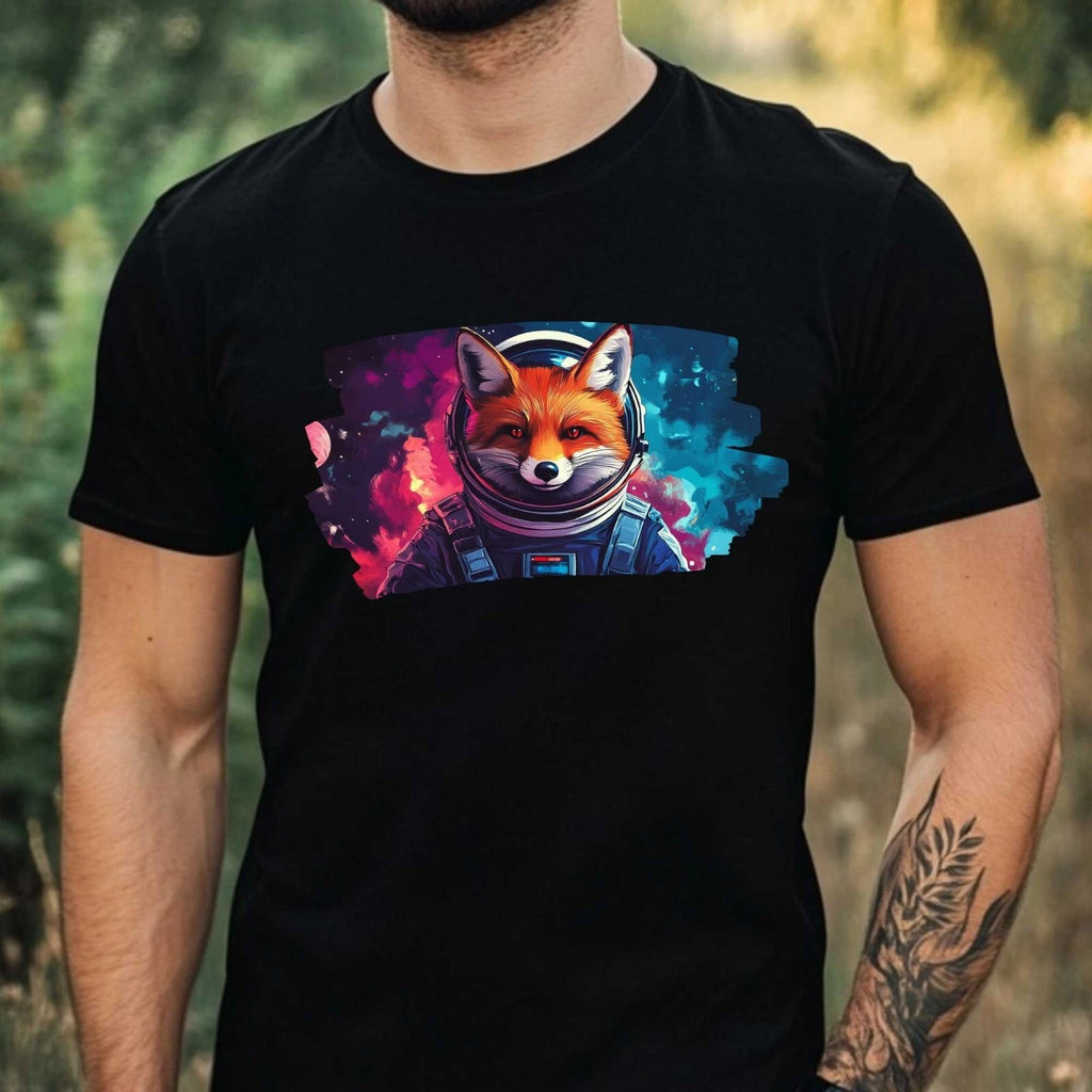 Mens Fox As Astronaut Print Cotton T-Shirt Size XS to 5XL