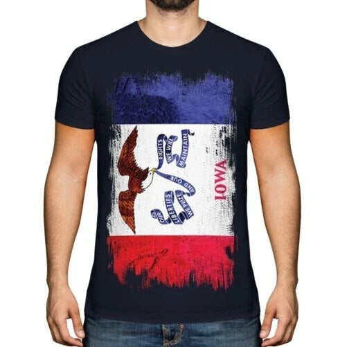 Iowa State Flag Grunge Mens T-Shirt Iowan Shirt Jersey Gift