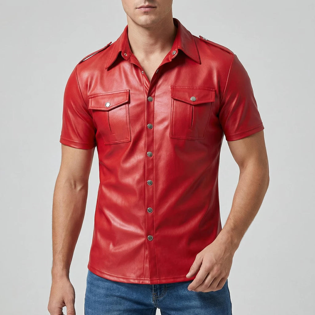 Men’s Genuine Leather Streetwear Shirt | Urban Biker Clubwear