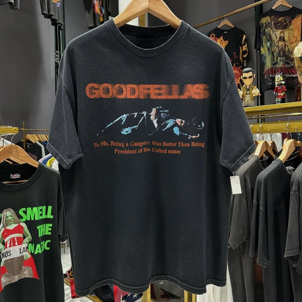 90s Goodfellas Never Rat Aged T-Shirt Black M