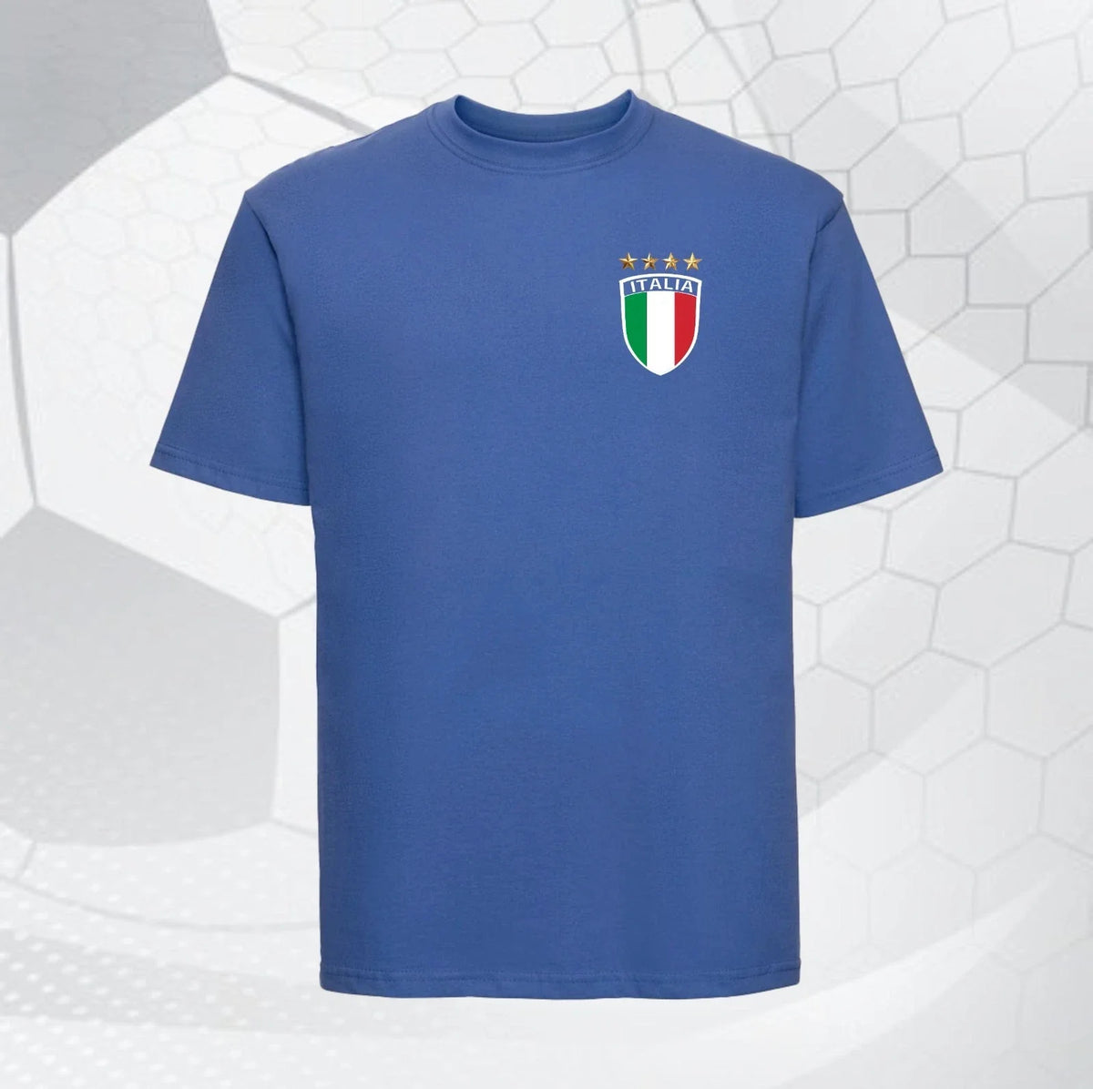 Retro Italy Football T Shirt Italia Italian Soccer Tee Royal Blue Vintage Style