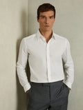 REISS Kiana Slim Fit Cotton Blend Shirt Top in White