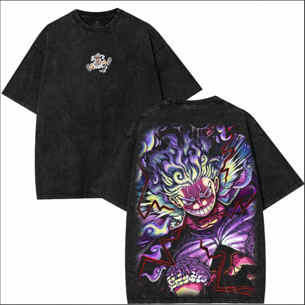 Anime Washed Oversized Graphic Tee Vintage Streetwear Unisex Cotton Shirt