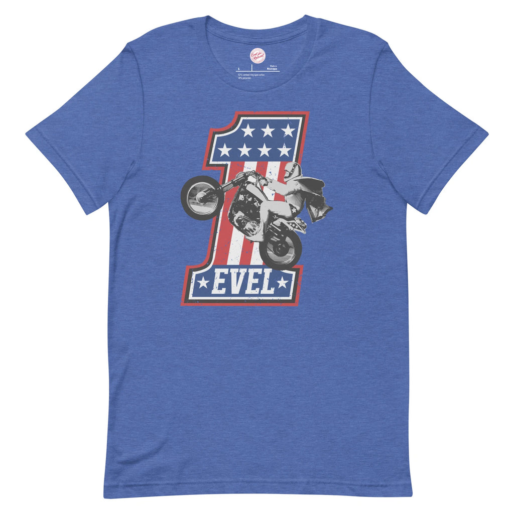 Evel Knievel®-Join Our Team #1 Men's Motorcycle Tee in Heather Royal Blue
