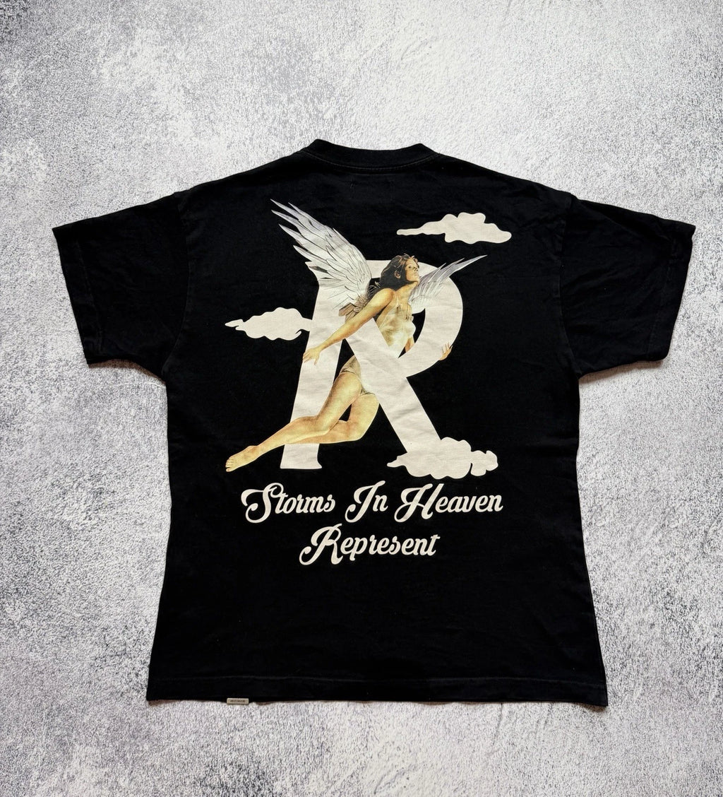 Represent Storms in Heaven Black Men’s T-Shirt Size Large