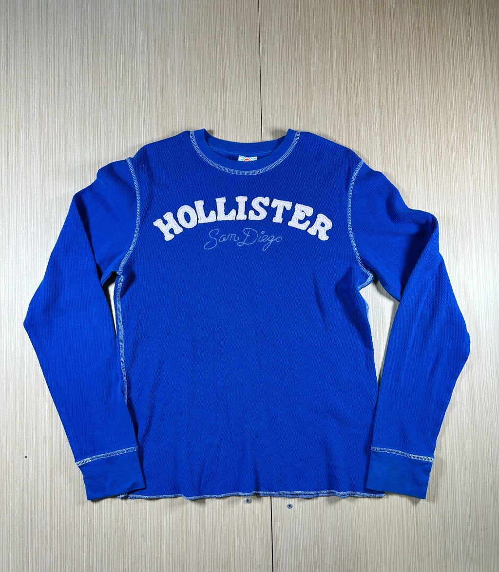 Hollister San Diego Surf Style Beach Shirt Mens Medium Blue Cotton Crew Neck