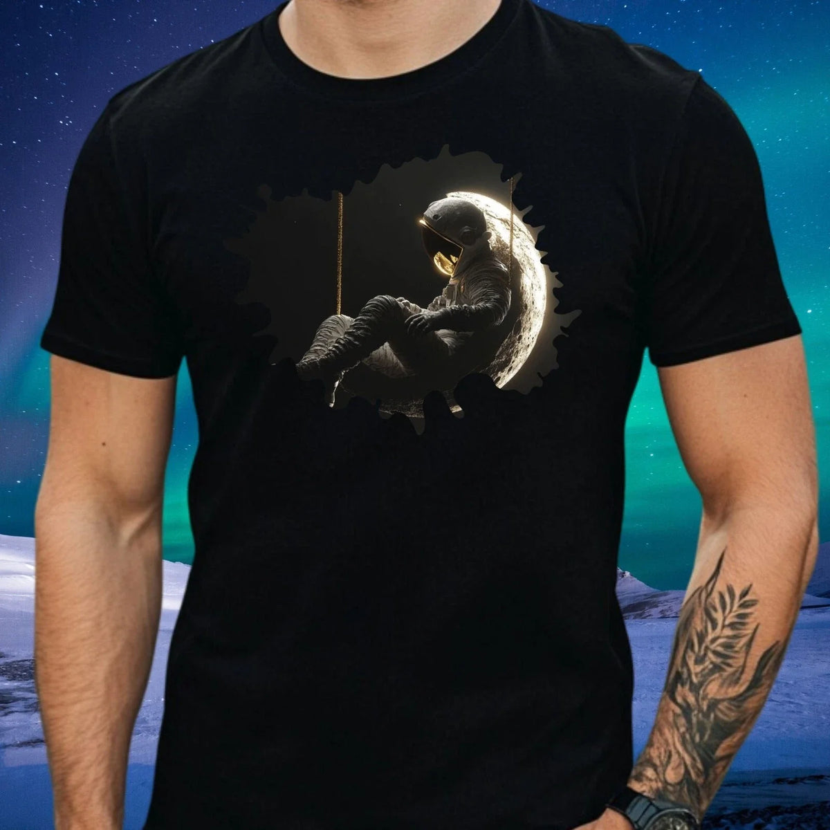 Mens Astronaut Rocking Motif Cotton T-Shirt Size XS to 5XL