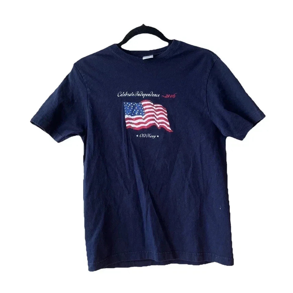 Old Navy Shirt 2000 American Flag y2k vintage 2007 4th July S-5XL Reprint