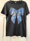 Blue Bow Graphic T-Shirt Black Cute Aesthetic Ribbon Coquette Tee