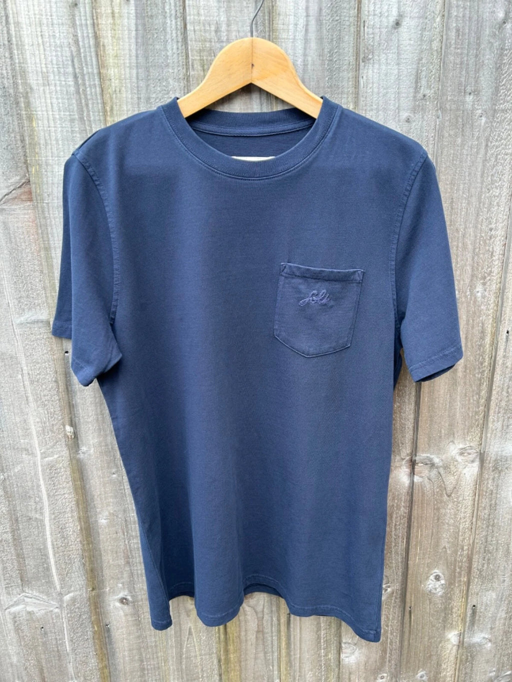 Folk Logo Pocket T-Shirt Tee Men's Navy Crew Neck Classic Cotton New Oi Polloi