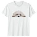 Peeking White Fluffy Puppy T-Shirt Dog Lover Animal Gift For Him And Her