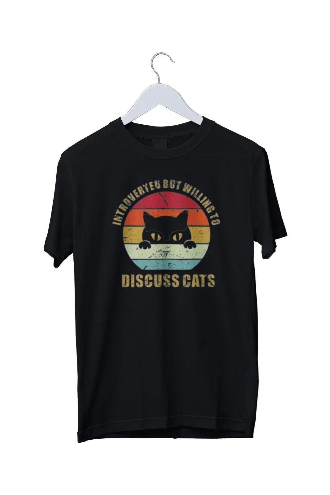Introverted But Willing To Discuss Cats Graphic Mens T-Shirt S M L XL 2 3 4 XL