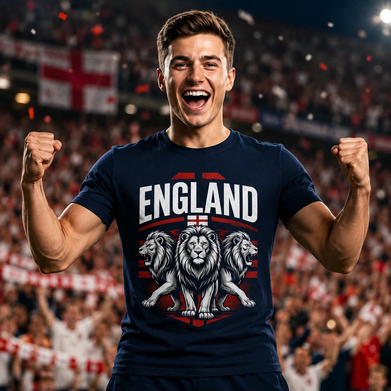 England Lion T Shirt, Football Supporter Graphic Tee