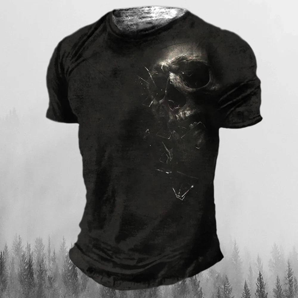 Skull Graphic Polyester T Shirt Mens Biker Gothic Grunge Skater Tee XXS-5XL