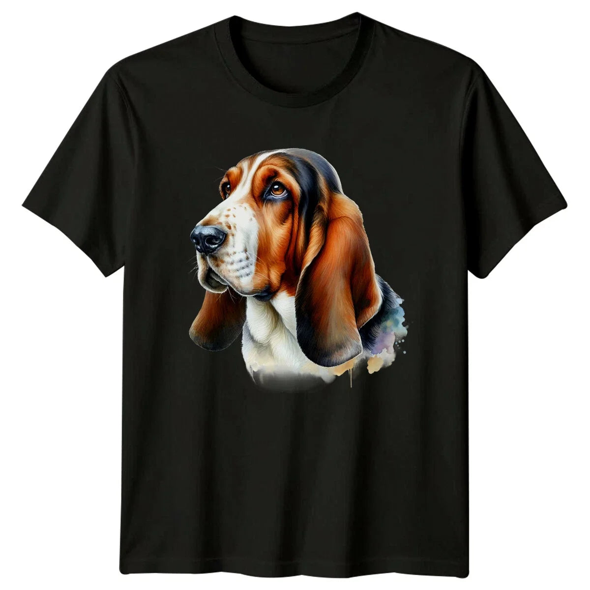 Basset Hound Dog Portrait Art T-Shirt, Cute Puppy Tee