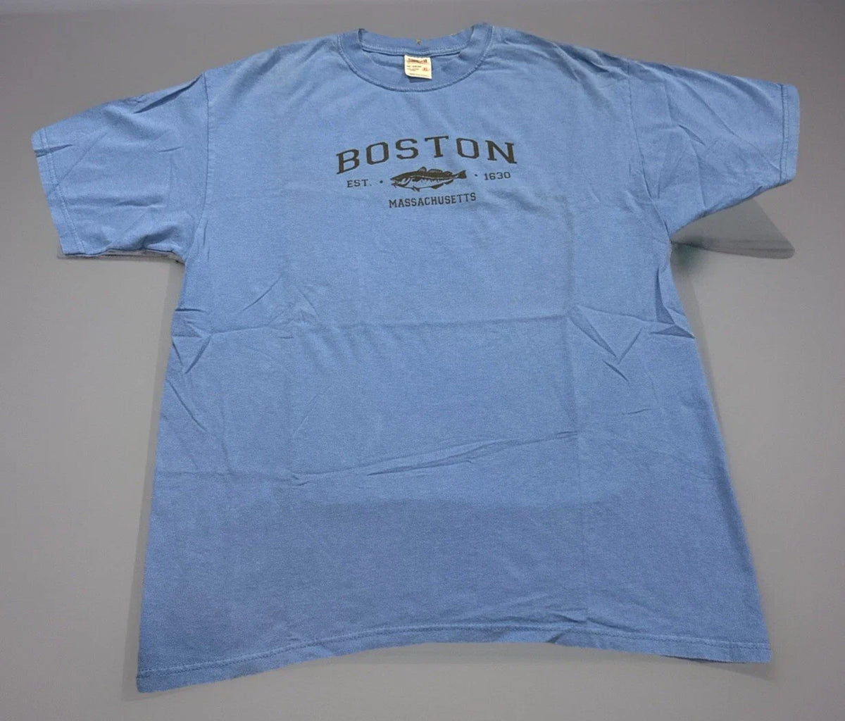 Vintage Y2K Boston Massachusetts Blue Tourist Vacation T-Shirt XL