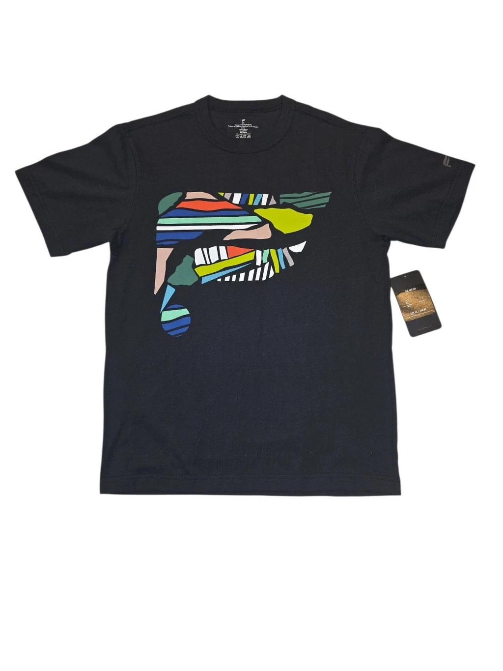 Fabletics R&R Tee XS Black Abstract Graphic Relaxed Fit Heavyweight NWT