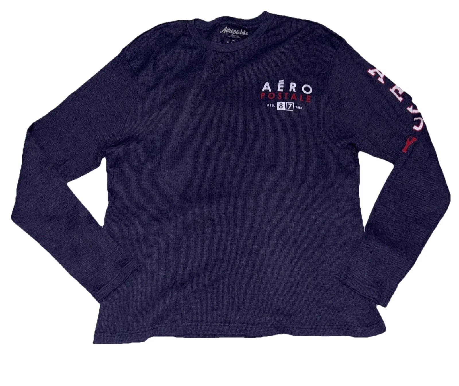 Aeropostale Y2K Spellout Waffle Knit Shirt SZ.2XL Mens  Long Sleeve