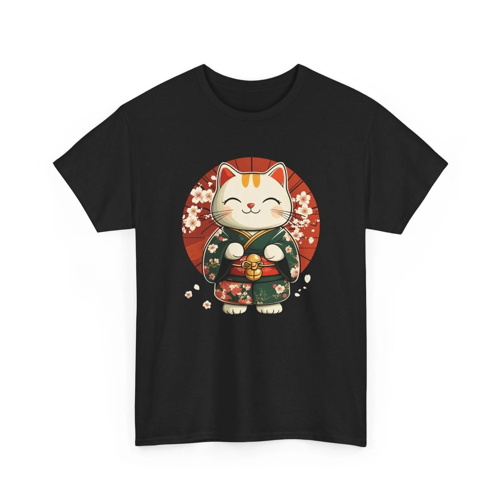 Japanese Lucky Cat T-Shirt | Minimalist Rising Sun Tee | Modern Streetwear Shirt