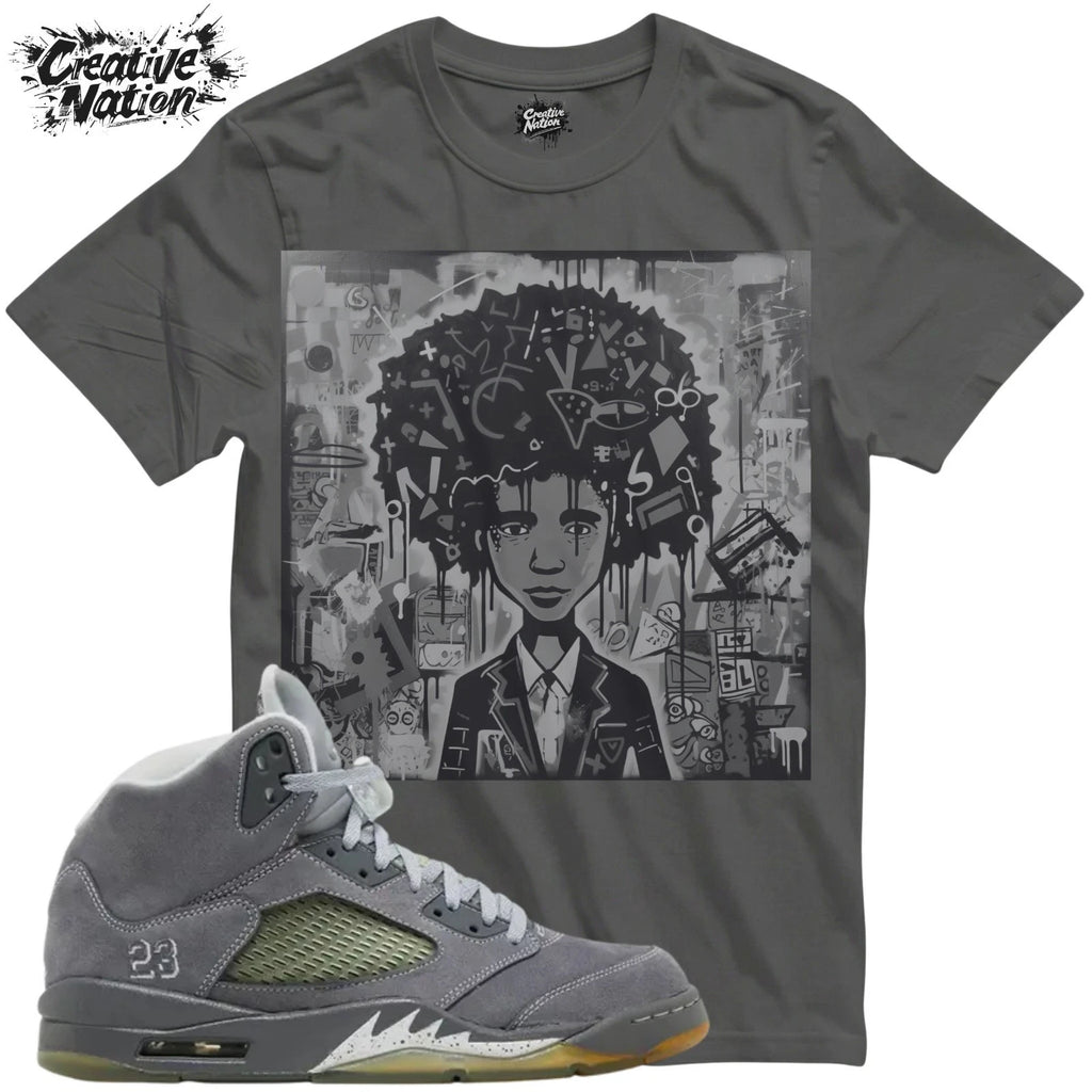 Shirt To Match 5 Wolf Grey Unisex Tee Sneaker Shirt Afro Shirt Sneaker Tee