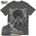 Shirt To Match 5 Wolf Grey Unisex Tee Sneaker Shirt Afro Shirt Sneaker Tee