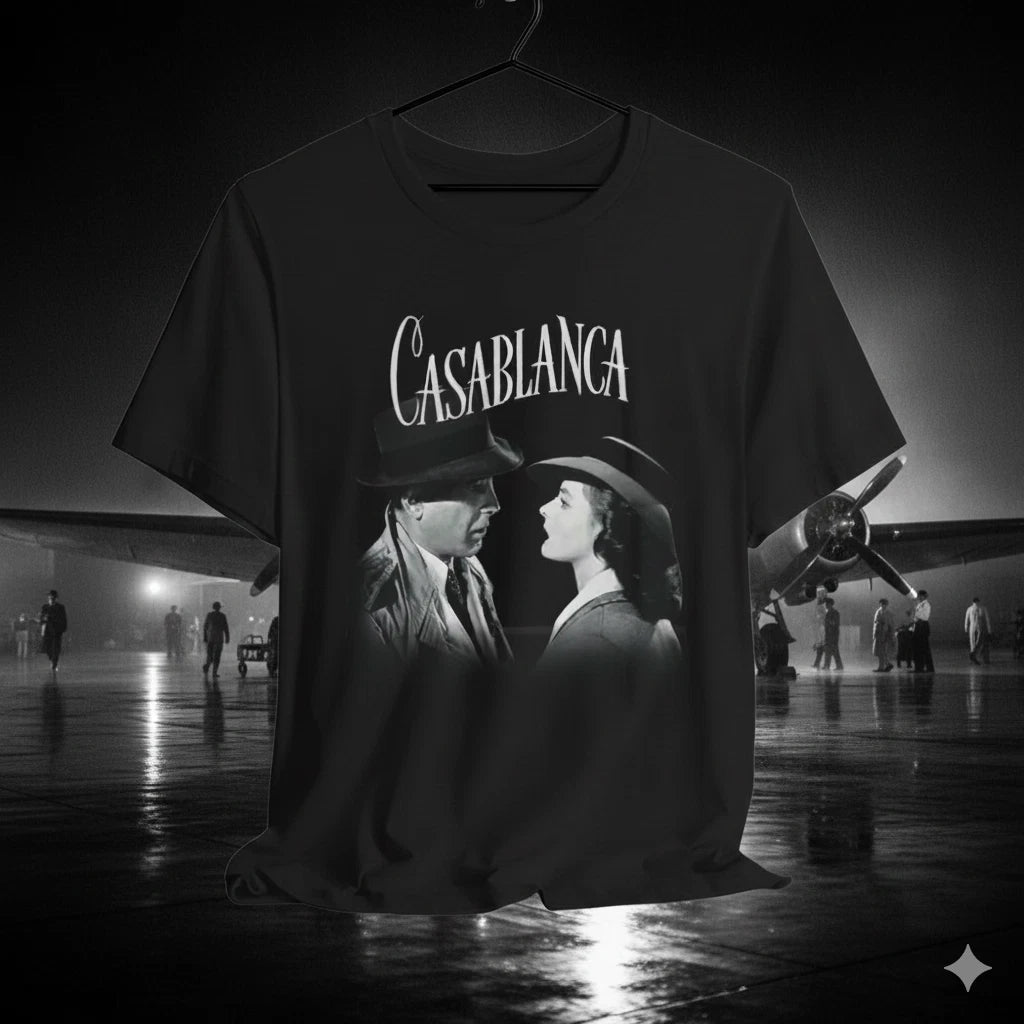 Casablanca Movie T-Shirt Black Classic Film Humphrey Bogart Tee - T871