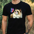 Mens Watercolour Ragdoll Cat Print Cotton T-Shirt Size XS to 5XL