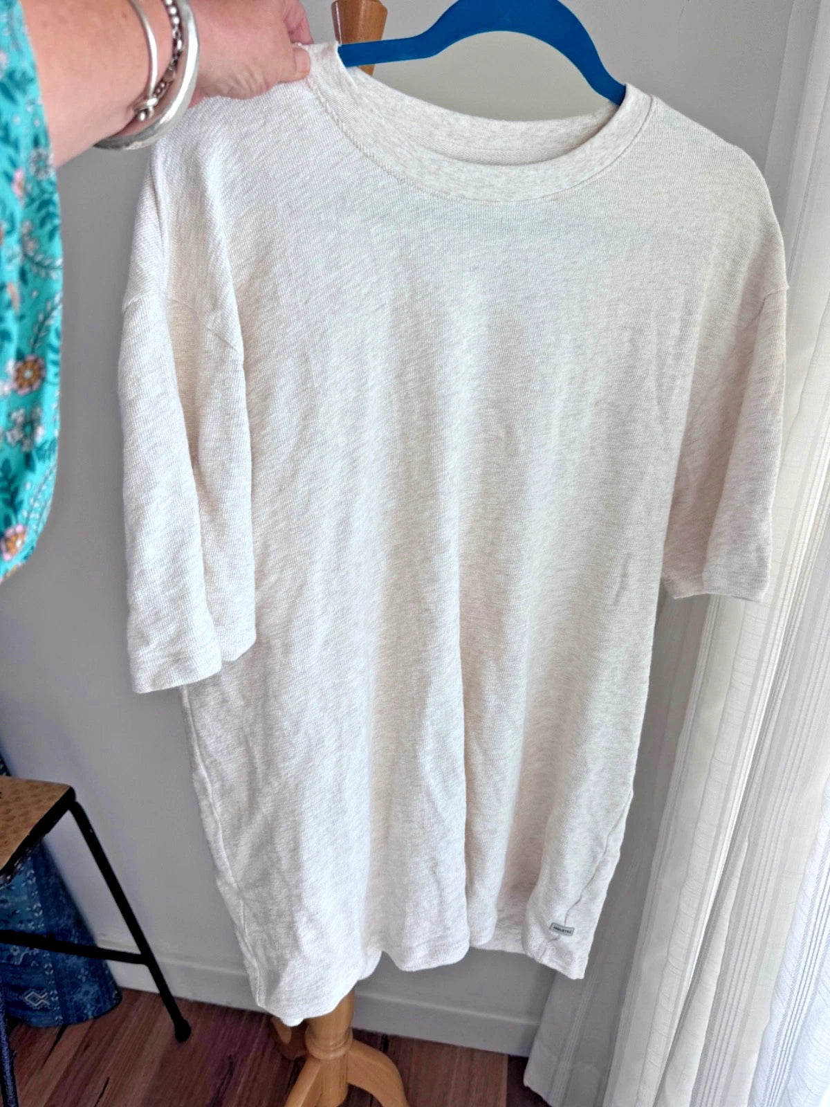 Industrie The Henderson Boucle T Shirt - Chalk Marle Size L Brand New With Tags